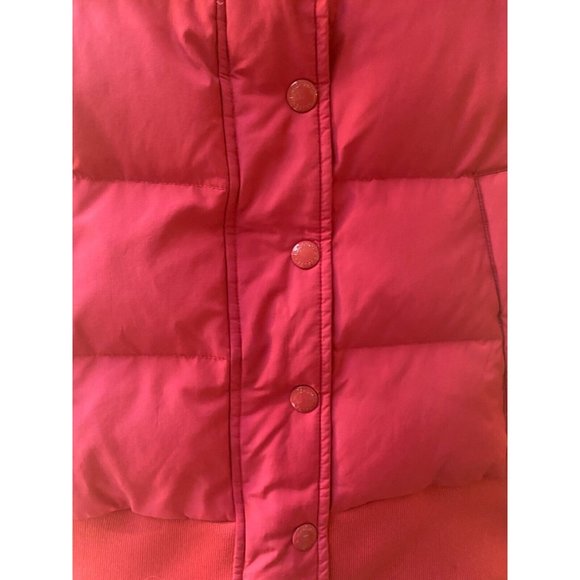 Quality BANANA REPUBLIC Women’s Pink Full Zip Snap Down Puffer Vest Snap Hood M - Picture 3 of 7